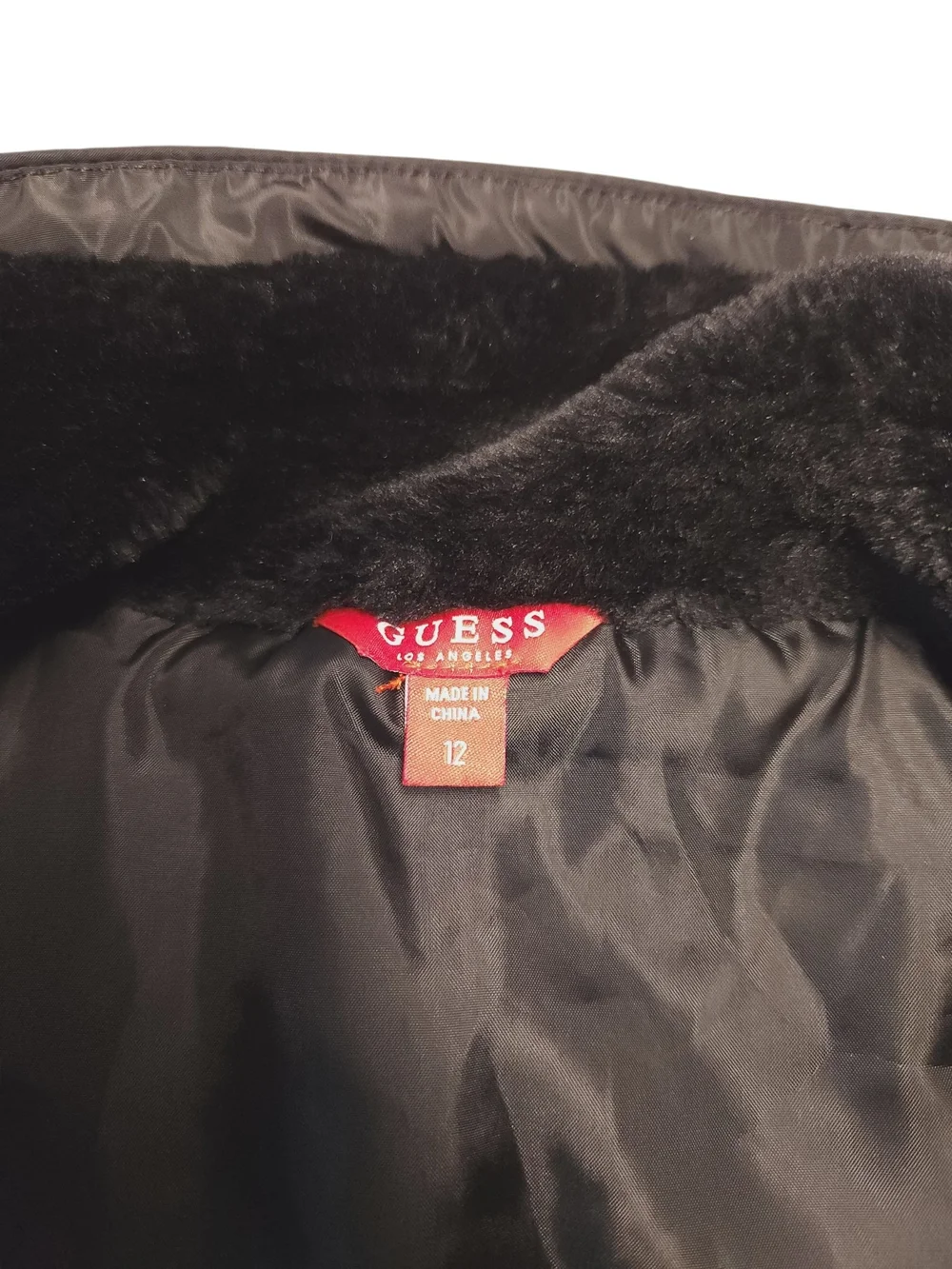 Guess Girls Black Quilted Puffer Vest - Zip Up Size 12, Gold Hardware